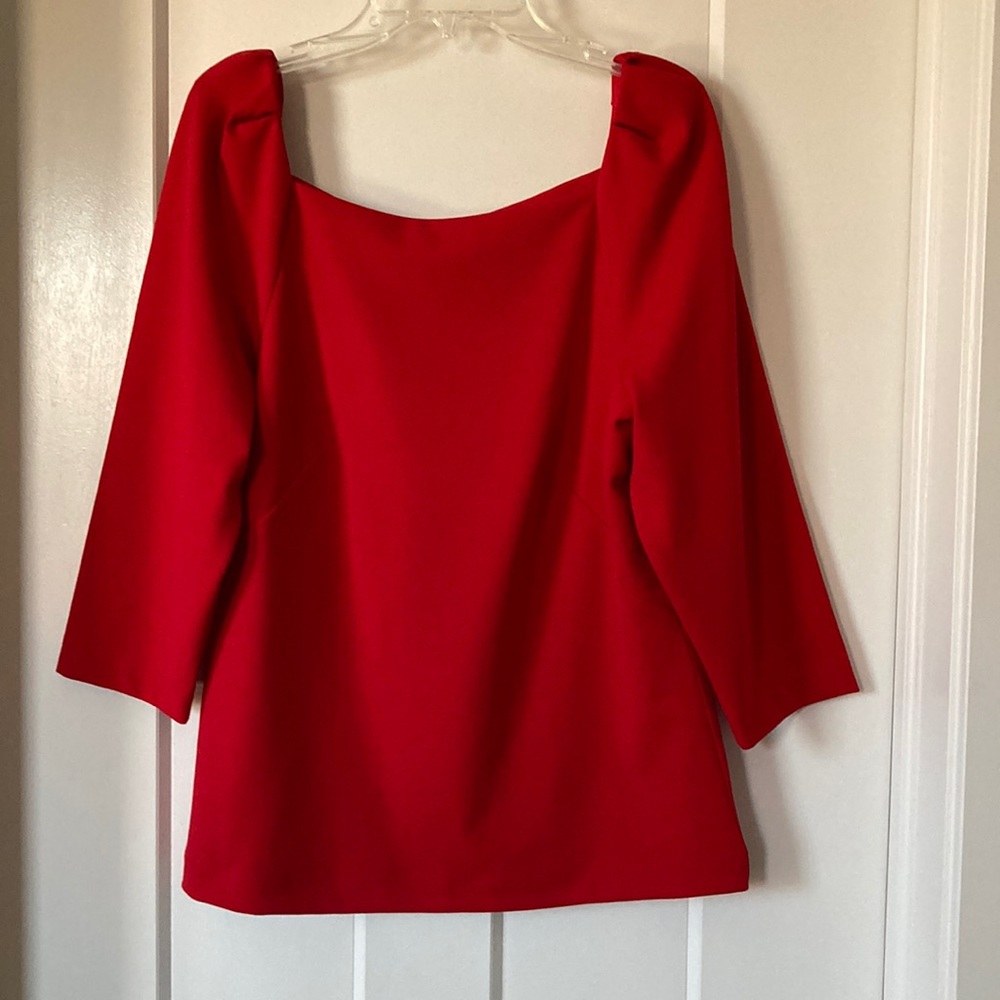 Beautiful Top, Red, size-S, 3/4 sleeve, square neckline